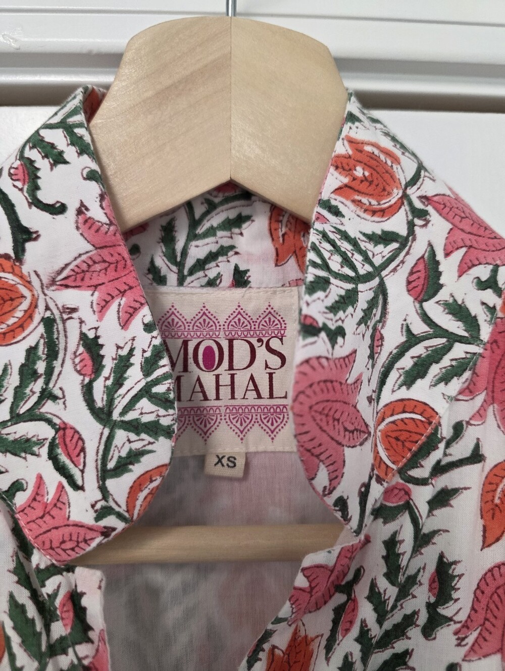 Mod’s Mahal Women’s Midi Shirt Dress English Garden Size XS Pink Green Floral - Picture 6 of 14